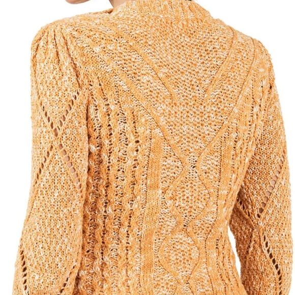 FAHERTY Chunky Retro Cable knit sweater XL Butter Yellow Soft $178 NWT - Picture 3 of 12